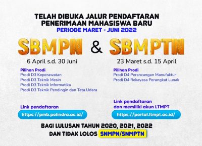 Jalur Penerimaan Mahasiswa Baru  SBMPN dan SBMPTN Periode Maret – Juni 2022