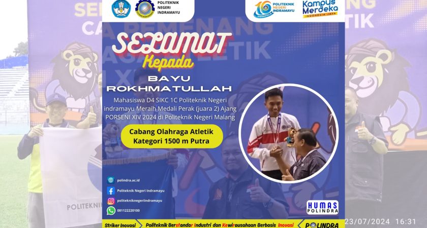 PORSENI XIV Cabang Olahraga Atletik Kategori 1500 m Putra: Mahasiswa Polindra Raih Medali Perak